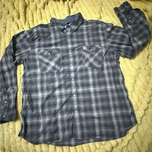 Carhartt Gray Plaid Button-Down Shirt size XXL 2XL